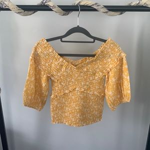 BB Dakota (Steve Madden) Women’s Yellow Floral Cross Your Mind Crop Top (XS)